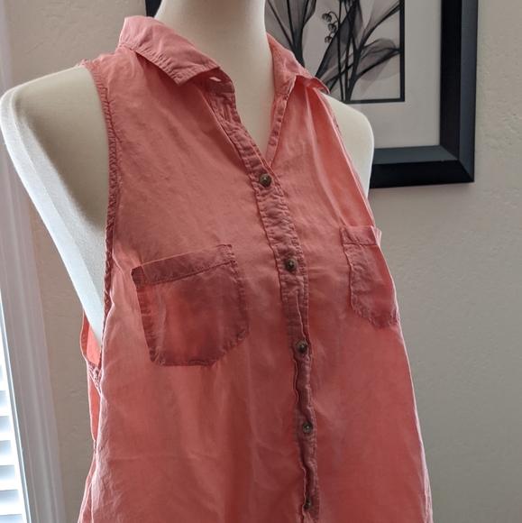 Peach American Eagle button up tank - Picture 4 of 6